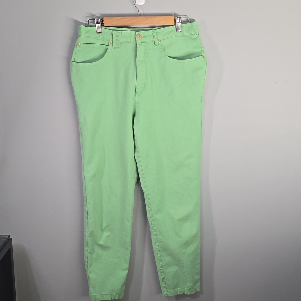 Italian Dismero Pants Fabric Jeans Women's Size 34 Green Made In Italy